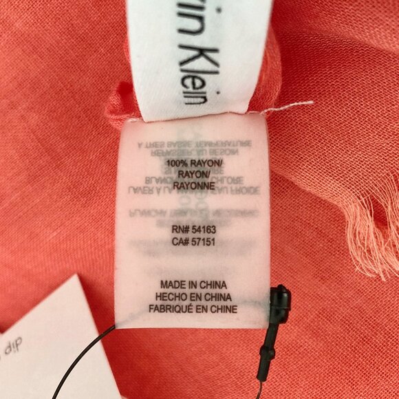 NWT Calvin Klein Dip Dye Rayon Scarf - Orange/Pink - Picture 10 of 15